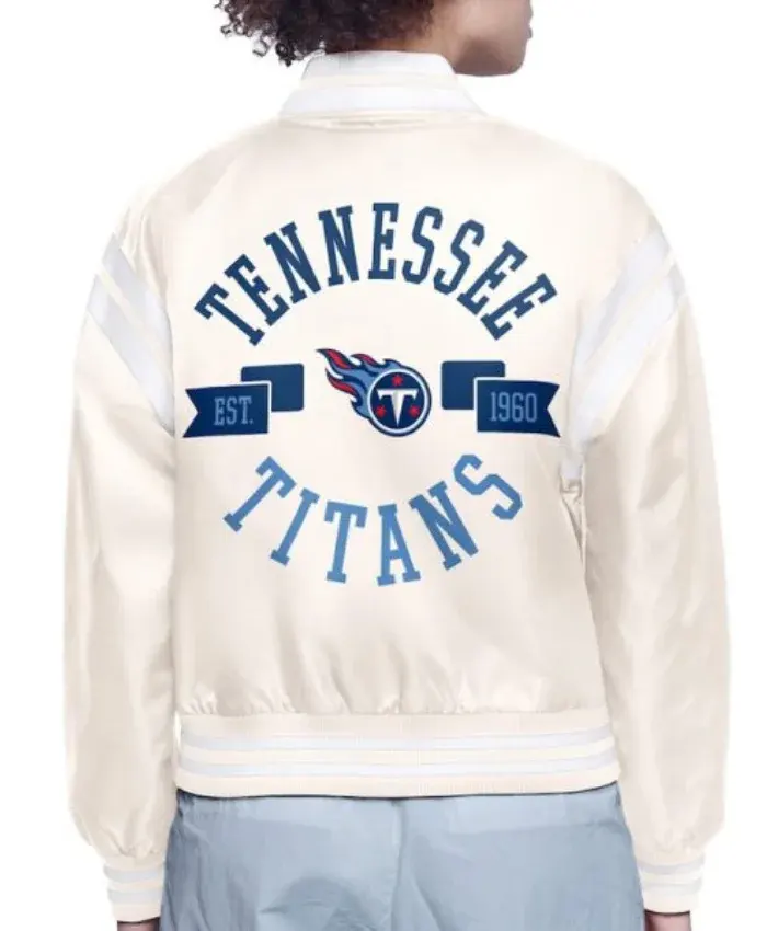 Tennessee Titans Printed Logo Satin Cream Jacket