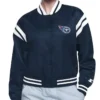 Tennessee Titans Printed Logo Varsity Satin Jacket - Navy Blue