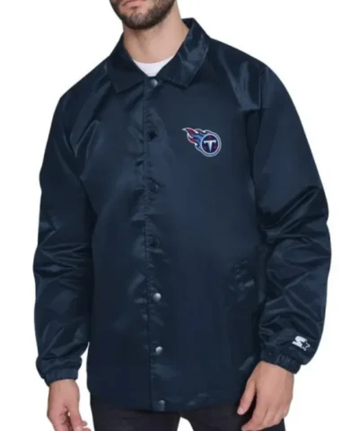 Tennessee Titans Retro Logo Navy Coaches Navy Jacket