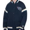 Tennessee Titans Tournament Navy Satin Bomber Jacket