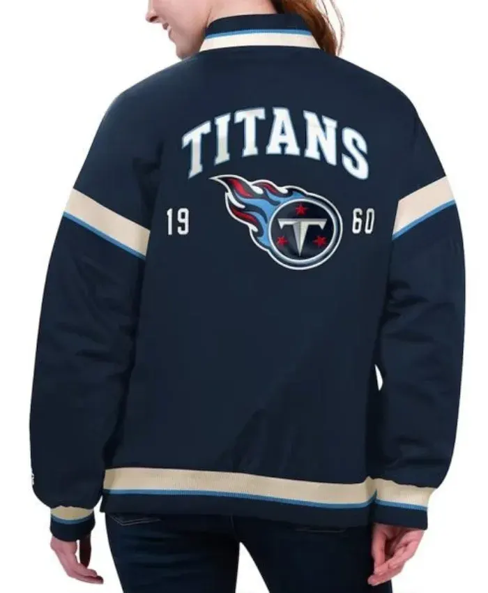 Tennessee Titans Tournament Satin Bomber Jacket - Navy