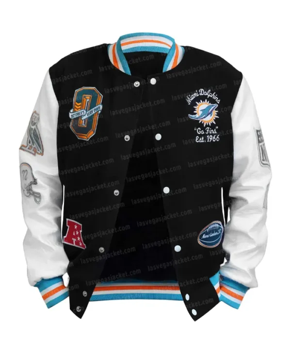 Mens Miami Dolphins Wool Letterman Jacket