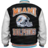 Mens Miami Dolphins Wool Letterman Jacket