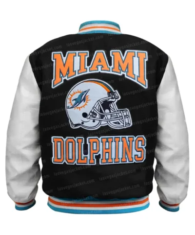 Mens Miami Dolphins Wool Letterman Jacket