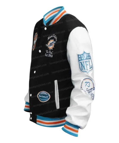 Mens Miami Dolphins Wool Letterman Jacket
