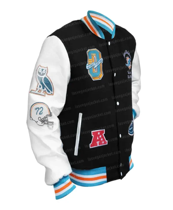 Mens Miami Dolphins Wool Letterman Jacket
