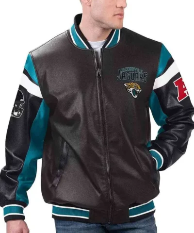 Jacksonville Jaguars Varsity Full-Zip Black Leather Jacket