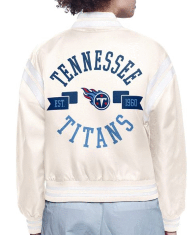 Tennessee Titans Printed Logo Cream Satin Jacket