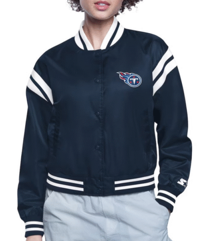Tennessee Titans Printed Logo Varsity Satin Jacket