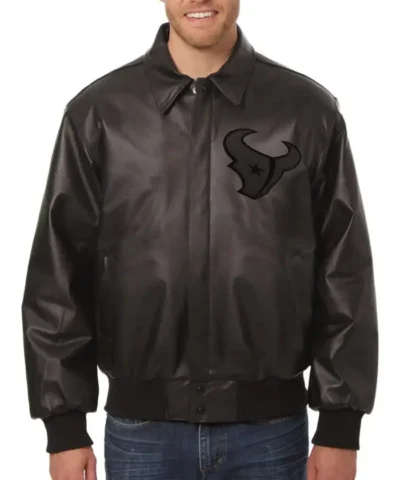 Houston Texans Bomber Black Leather Jacket