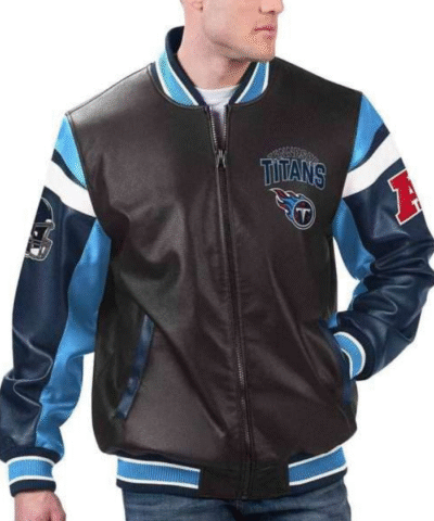 Tennessee Titans Varsity Full-Zip Black Leather Jacket