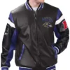 Mens Baltimore Ravens Varsity Full-Zip Black Leather Jacket