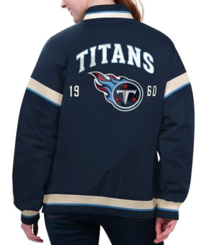Tennessee Titans Tournament Navy Satin Bomber Jacket