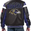 Men Baltimore Ravens Varsity Full-Zip Black Leather Jacket