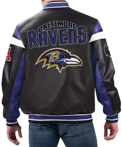 Men Baltimore Ravens Varsity Full-Zip Black Leather Jacket