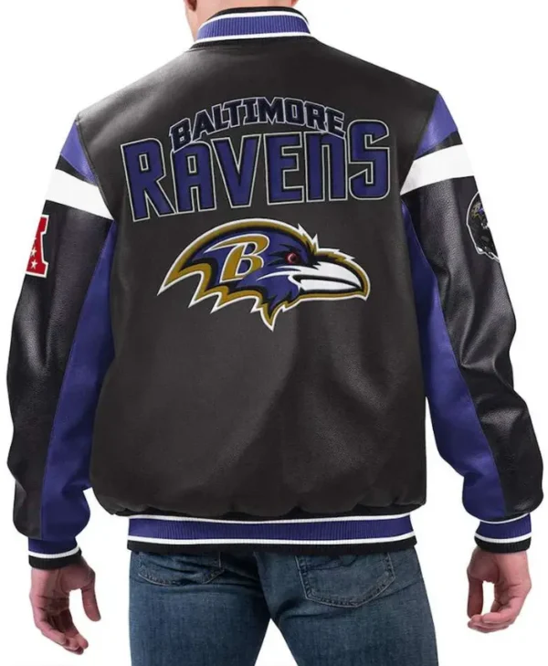 Men Baltimore Ravens Varsity Full-Zip Black Leather Jacket