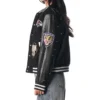 Women' Baltimore Ravens The Wild Collective Black Varsity Full-Snap Sparkle Jacket