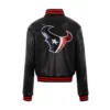 Women Cuce Black Houston Texans Vegan Leather Jacket