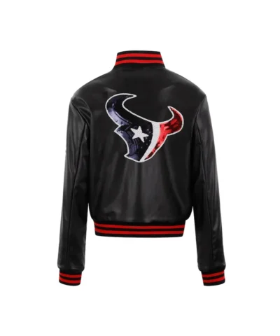 Women Cuce Black Houston Texans Vegan Leather Jacket