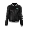 Women New York Jets Cuce Black Vegan Leather Jacket