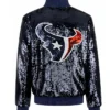NFL Women's Cuce Navy Houston Texans Full-Zip Sequin Jacket