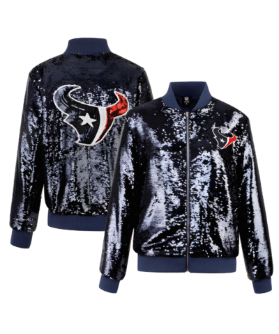 Women's Cuce Navy Houston TexanS Sequin Jacket
