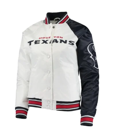 Houston Texans Hometown Satin Varsity Jacket White & Navy