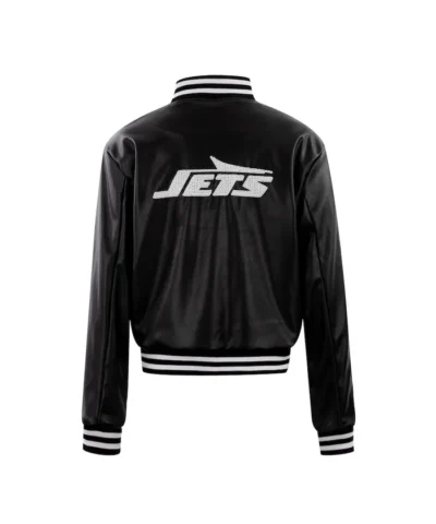 Women's New York Jets Cuce Black Vegan Leather Jacket