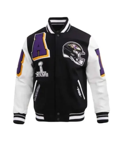 Baltimore Ravens Black and White Varsity Jacket