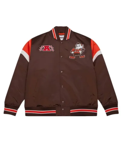 Cleveland Browns Heavyweight Brown Satin Jackets