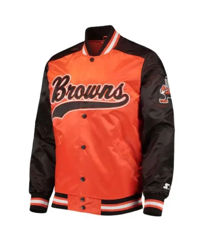 Cleveland Browns The Tradition II Orange and Brown Satin Jacket