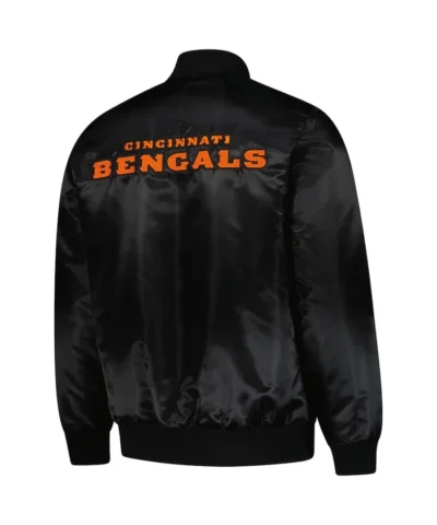 mens-Cincinnati Bengals Black Exclusive Satin Varsity Jacket