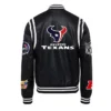 Men's Houston Texans Black Leather Full-Snap Jacket