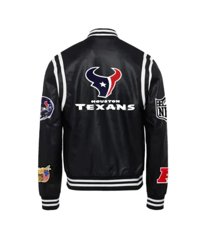 Men's Houston Texans Black Leather Full-Snap Jacket