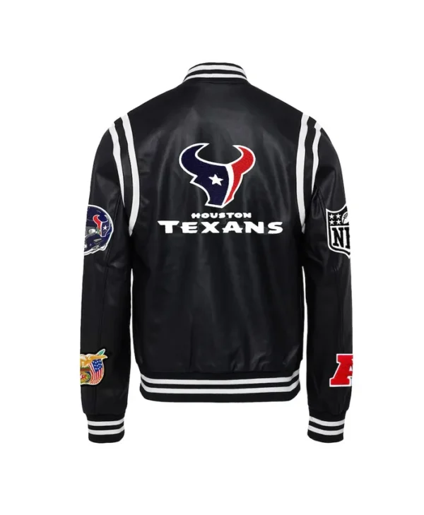 Men's Houston Texans Black Leather Full-Snap Jacket