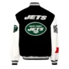 Men New York Jets Black Wool Varsity Jacket