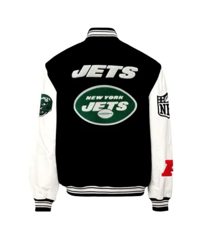 Men New York Jets Black Wool Varsity Jacket