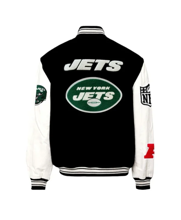 Men New York Jets Black Wool Varsity Jacket