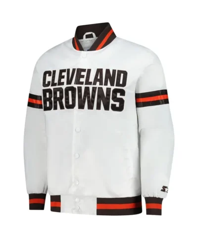 mens starter-white-cleveland-browns-scout-full-snap-varsity-jacket