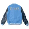 Tennessee Titans Varsity Light Blue and Navy Jacket