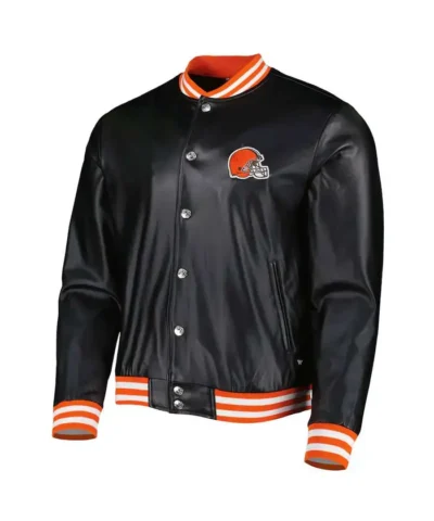 the-wild-collective-cleveland-browns-metallic-bomber-jacket