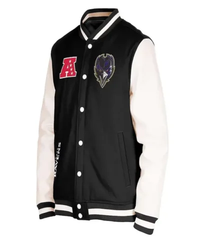 third-down-baltimore-ravens-black-and-off-white-varsity-jacket