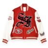 JH San Francisco 49ers Red and Off White Varsity Jacket
