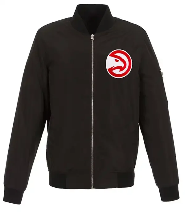 Atlanta Hawks Nylon Black Bomber Jacket