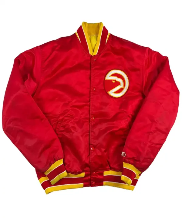 Atlanta Hawks Vintage Red Satin Bomber Jacket