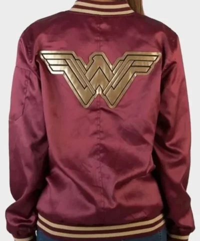 Burgundy Wonder Woman Varsity Letterman Jacket