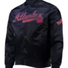 Buy Now Atlanta Braves Wordmark Full Snap Satin Bomber Navy Jacket