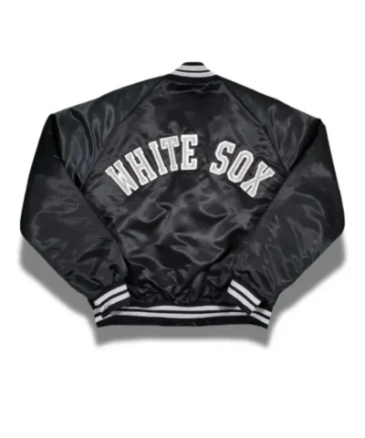 Chicago White Sox 80s Full-Snap Black Satin Bomber Jacket