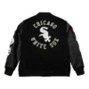 Chicago White Sox Black Out Vintage Logo Varsity Bomber Jacket Back View