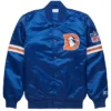Denver Broncos Blue Satin Bomber Jacket